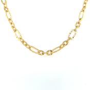 Silver Gold-plated Hammered Oval /Round Link Chain SC62G