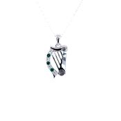 Sterling Silver Harp Green CZ Pendant SCP247