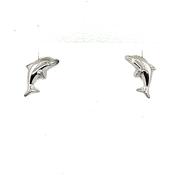 Sterling Silver Dolphin Stud Earrings SE193