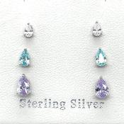 Sterling Silver CZ Teardrop Earring Set of 3 SE3616 image