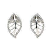 Sterling Silver CZ Leaf Stud Earrings SE450