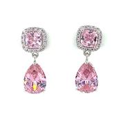 Sterling Silver Pink CZ Drop Cluster Drop Earrings SE618