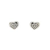 Silver CZ Heart Stud Earrings SE625 image