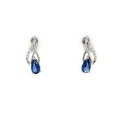 Sterling Silver Sapphire Blue CZ Stud Earrings SE713/S image