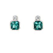 Sterling Silver Teal CZ Stud Earrings SE746/GT