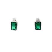Sterling Silver Emerald CZ Rectangular Stud Earrings SE770/E