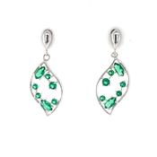 Sterling Silver Emerald CZ Wavy Drop Earrings SE776/E