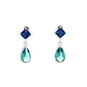 Sterling Silver Blue &amp; Teal CZ Drop Earrings SE778