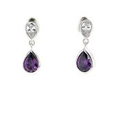 Sterling Silver Amethyst CZ Drop Earrings SE779 image