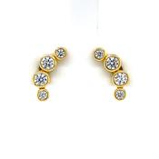 Silver Gold-plated CZ Crescent Stud Earrings SE782/G