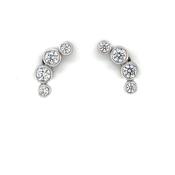 Sterling Silver CZ Crescent Stud Earrings SE782