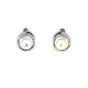 Sterling Silver CZ Freshwater Pearl Stud Earrings SE789