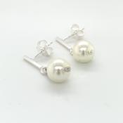 Sterling Silver Bar/Pearl Drop Earrings SER313 image