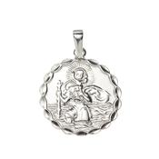 Sterling Silver Wavy 14mm St. Christopher Medal, Travel Symbols SH53017
