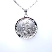 Silver 24mm St. Christopher Medal with Travel Symbols SM229