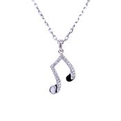 Sterling Silver CZ Quaver Music Pendant SP5231