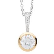 Sterling Silver Gold Plated Classic Zirconia Solitaire Pendant ST1144
