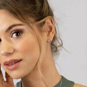 Silver Double Happiness stud earrings twosome ST2266 image