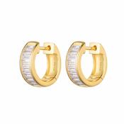 Silver Gold-plated CZ Huggie Earrings 14mm ST2380 D image