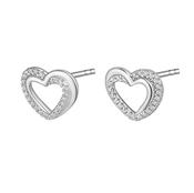 Silver CZ Double Happiness Heart Stud Earrings ST2419 image