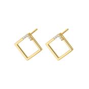 Silver Gold-plated CZ Swinging Square Stud Earrings ST2430 image
