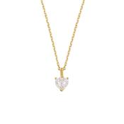 Silver Gold-plated Classic Solitaire CZ Heart Pendant ST2589