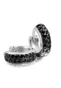 Silver Black CZ Hoop Earrings 14mm ST370 D image