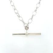 Sterling Silver 20 inch Oval Belcher T-Bar Necklace STB8 image