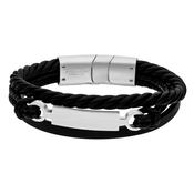 Steelwear London Men's Leather Black Engravable Bracelet SW-949