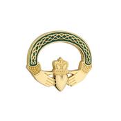 Gold Plated Green Claddagh Brooch TG1023GN image