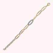 Bronzeallure Golden Marquise Link Bracelet and Cubic Zirconia Pavé Element WSBZ02373Y.WR image