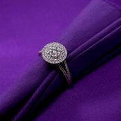 9ct Gold Diamond Round Double Halo 0.50ct Engagement Ring Z140 image