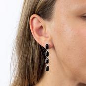 Sterling Silver Imperial Cut Jet Coloured Crystal Drop Earrings E5918B image