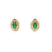 Gold-plated Silver Emerald CZ Cluster Stud Earrings SE701 image