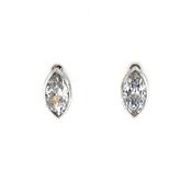 Silver Marquise CZ Rubover Stud Earrings SE702 image