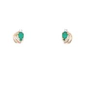 9ct Gold CZ Green Agate Teardrop Stud Earrings GEE75