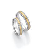 Steel Wedding Ring with Yellow Gold Centre Band 88/24080-045 image