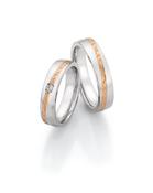 Steel Wedding Ring with Rose Gold Diagonal Textured Stripe image