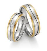 Steel Wedding Ring with 14K Yellow Gold Stripes 88/60020-060 image