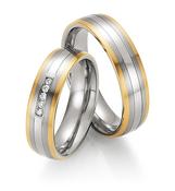 Steel Wedding Ring with 14K Yellow Gold Stripes 88/60100-060 image