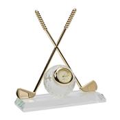 Miniature Crystal Golf Ball &amp; Clubs Clock 9423