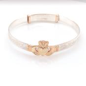 Silver &amp; Gold Plated Baby Bangle Claddagh &amp; Celtic Band BB16