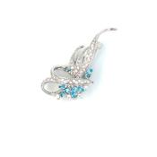 Sterling Silver Aqua CZ Swirl Brooch BR102/S image