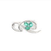 Sterling Silver Emerald CZ Swirl Brooch BR97/E image