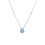 Sterling Silver Turquoise CZ Teardrop Necklace CSN965 image
