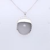 Sterling Silver Large CZ Oval Locket SL94