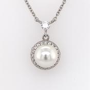 Diamonfire Zirconia Pearl Halo Necklet image
