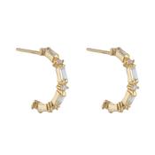 9ct Gold Baguette CZ Half Hoop Earrings GEZ572 image