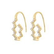 9ct Gold CZ Zigzag Hoop Earrings GEZ608 image