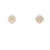 9ct Gold CZ Quatrefoil Stud Earrings GEZ678 image